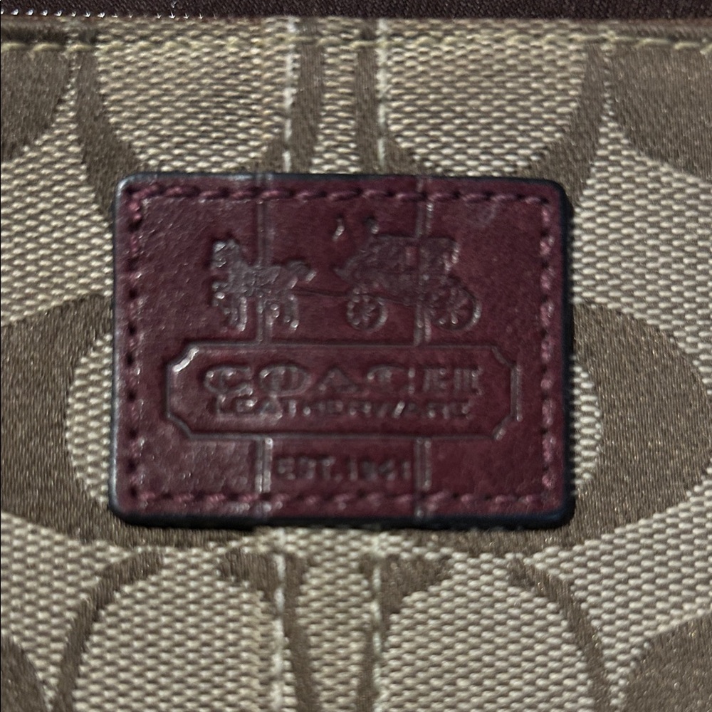 Coach Leatherware Wristlet w/ Burgandy Leather Accents & Tattersall Liner - Picture 2 of 8